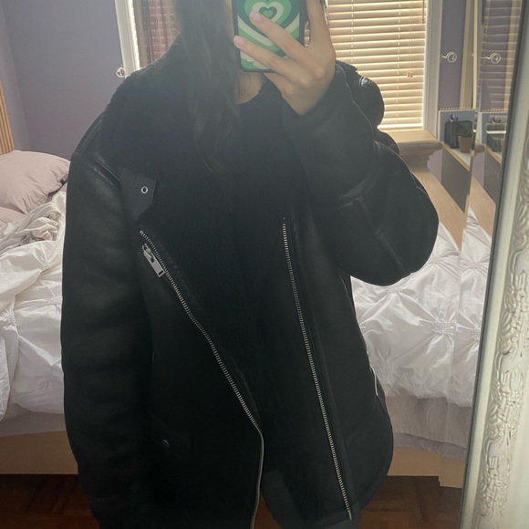Zara Black Leather Biker Jacket - Picture 4 of 6